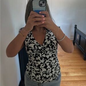 Diane Von Furstenberg Black and White Swirl Tank Top